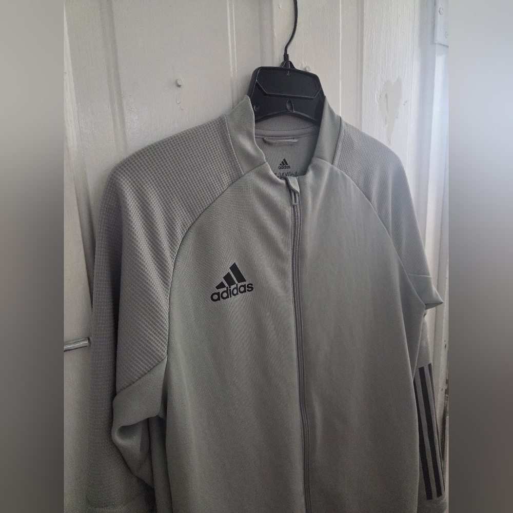 Adidas Kids Aeroready Pewter Zipup Jacket In Size Kids Large (13-14 Yrs) - Picture 5 of 16
